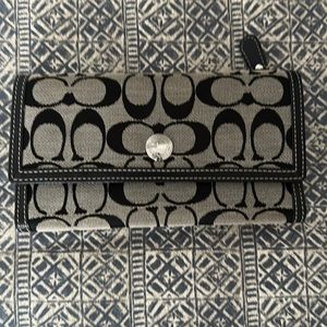 Coach Signature leather trimmed trifold wallet